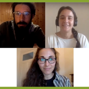 Image avec Gaëtan Morard, Leila Chakroun et Luiza Oliveira pendant l'énrégistration du video mentionné. 